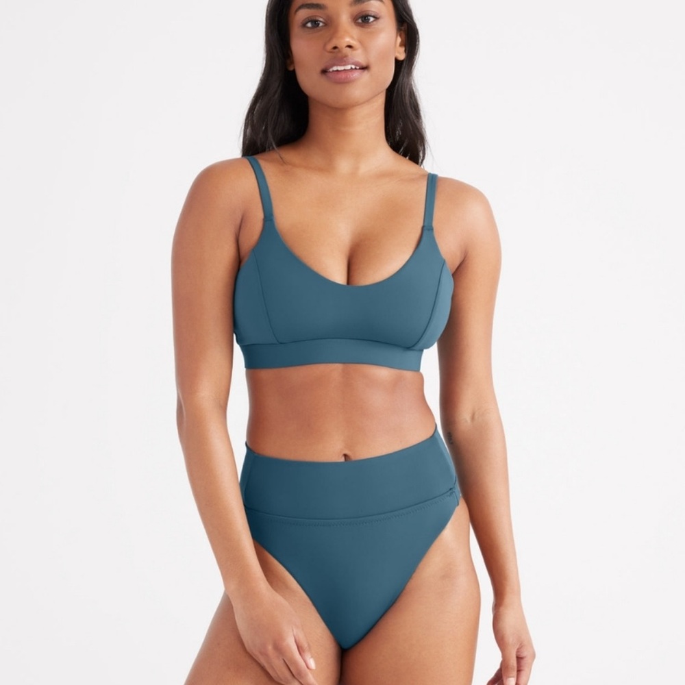 Knix Tide pool Teal Bikini Scoop top M+